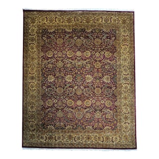 Vintage Oversize Kerman Design Rug in Royal Purple, Green, Cream, Gold, Blue For Sale