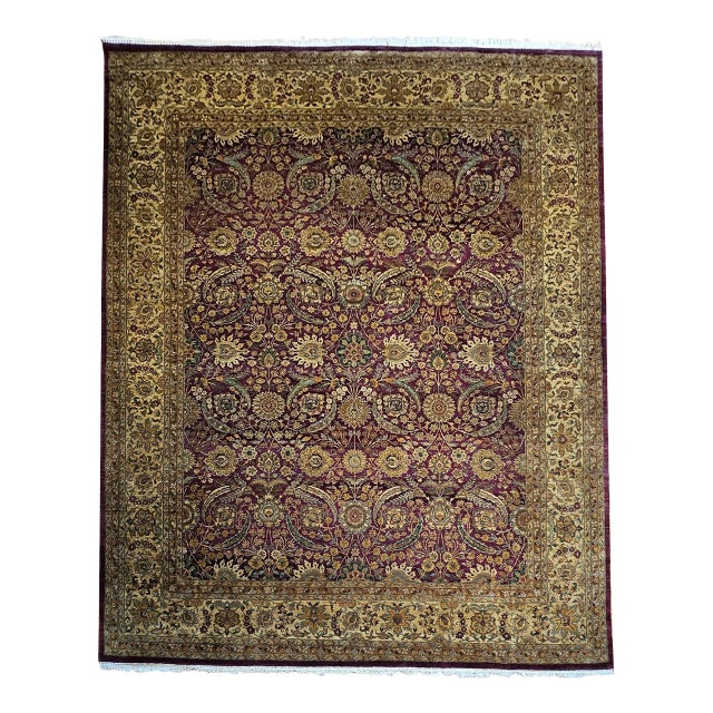 Vintage Oversize Kerman Design Rug in Royal Purple, Green, Cream, Gold, Blue For Sale