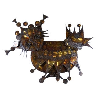 Henrik Horst, Brutalist Wall Sculpture, 1970s, Metal For Sale