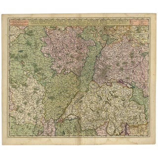 Antique Map of the Rhine and Moselle River Region in Germany and France, 1680 For Sale