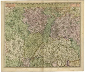 Antique Map of the Rhine and Moselle River Region in Germany and France, 1680