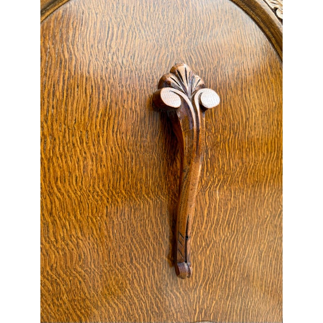 Art Deco 1920s Art Deco Carved Oak Sideboard Cabinet With Removable Gallery Top For Sale - Image 3 of 18