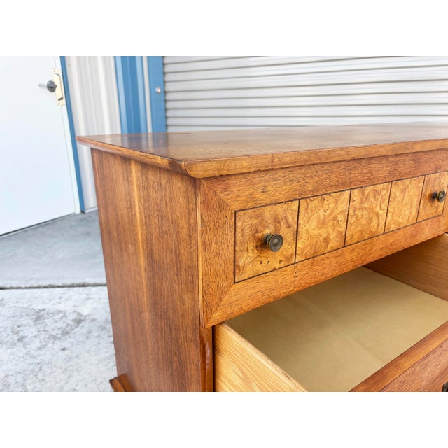 Wood Mid-Century Walnut and Burl Wood Double Dresser by Lane, 1960s For Sale - Image 7 of 12