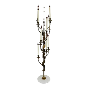 Rare, Italian Mid Century Stilnovo 10-Light Brass & Marble Floor Lamp C. 1960