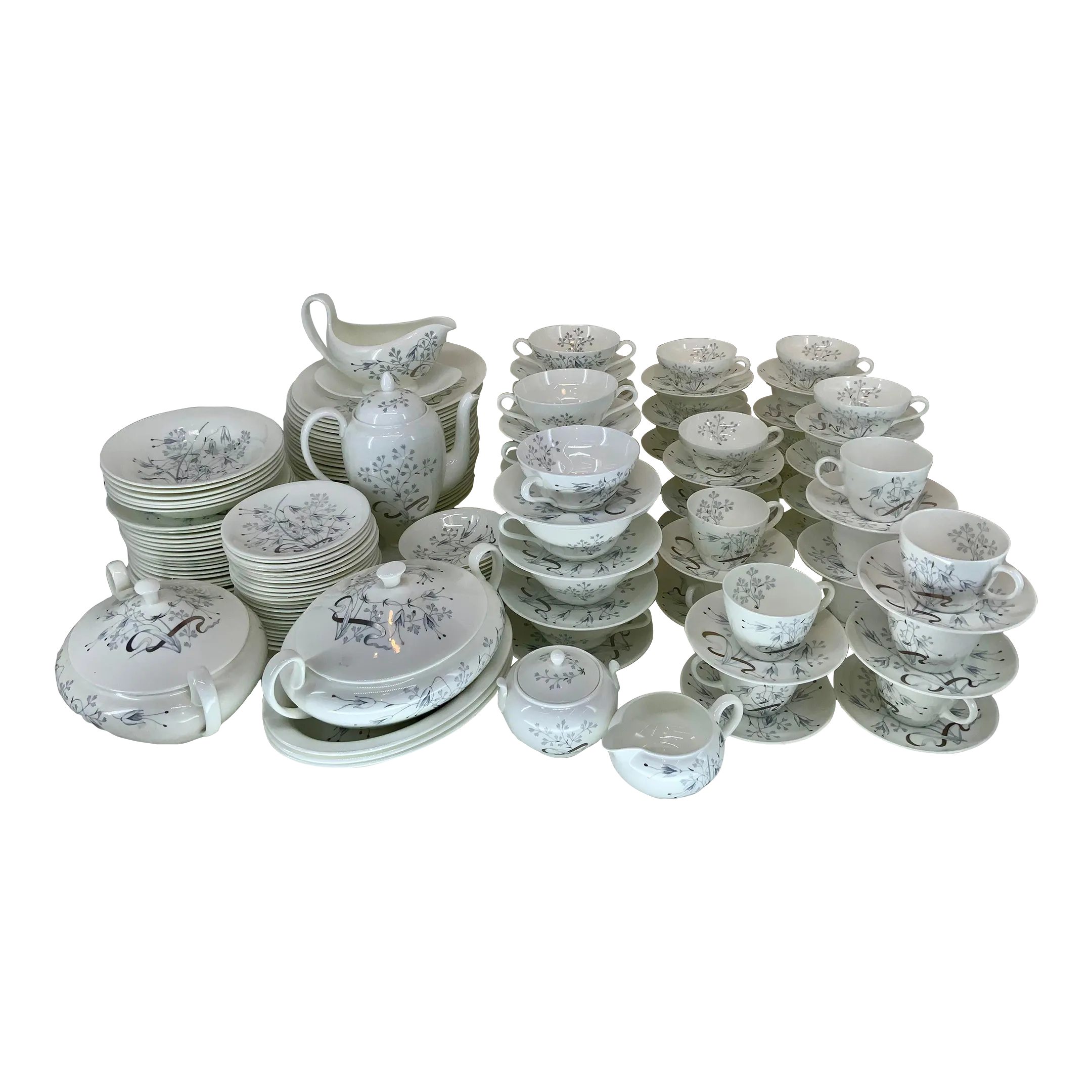 Huge Set of Wedgwood Bone China in Wild Oats Pattern | Chairish