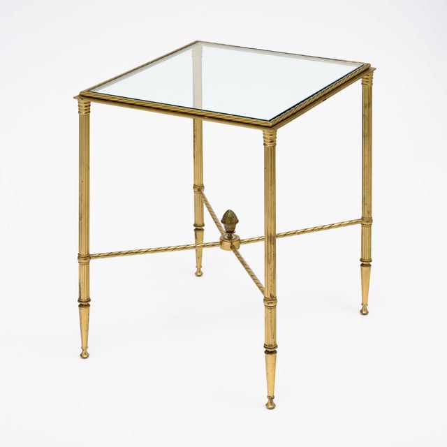 Brass French Art Deco Period Brass and Glass Side Table, Circa 1940 For Sale - Image 8 of 9