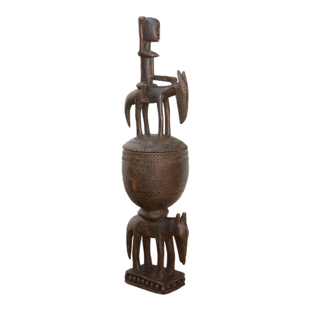 57" Tall Antique Dogon Equestrian Vessel Statue For Sale