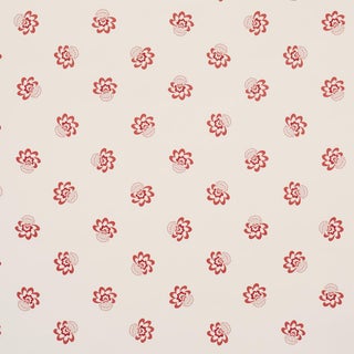 SAMPLE - Schumacher Auclair Floral Wallpaper In Red For Sale