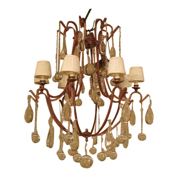 Decorative Iron Chandelier with Hanging Crystal Prisms Chairish