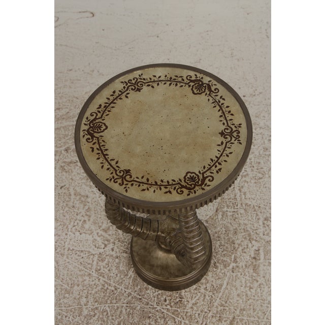 Traditional Vintage Eglomise Glass Top Accent Table For Sale - Image 3 of 13