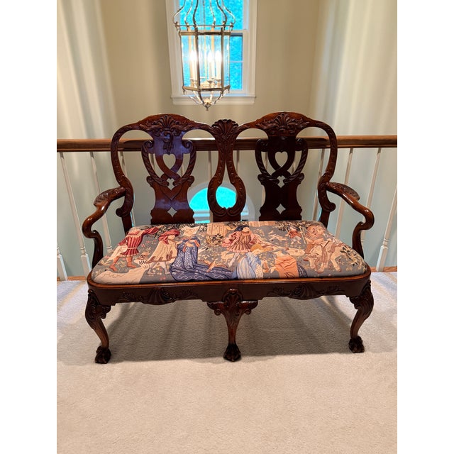 Carved Settee With Needlepoint Seat For Sale - Image 11 of 11