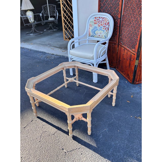 Barbara Barry Beautiful Vintage Mid-Century Faux Bamboo Coffee Table With Glass Top For Sale - Image 4 of 7