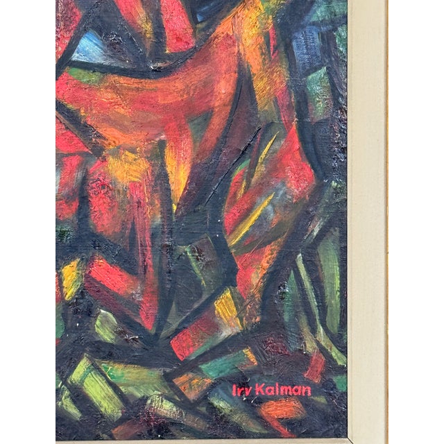 Wood 1950s Abstract Dog Painting by Iru Kalman For Sale - Image 7 of 7