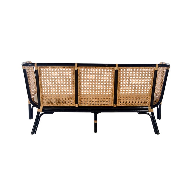 Matthew Izzo Home Quay Bamboo and Rattan Lounge Sofa With Creme Cushion For Sale - Image 4 of 6