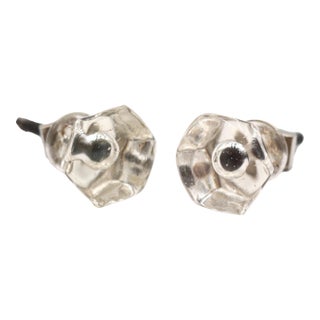 Pair of Vintage 0.937 In. Hexagon Glass Cabinet Knobs For Sale