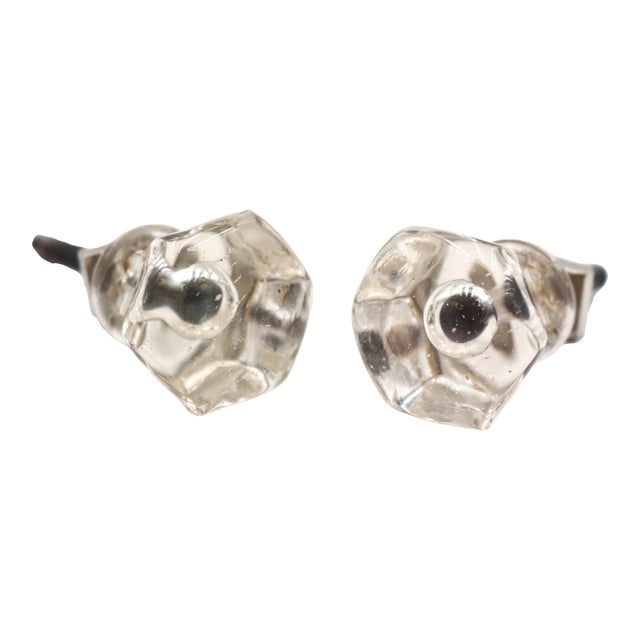 Pair of Vintage 0.937 In. Hexagon Glass Cabinet Knobs For Sale