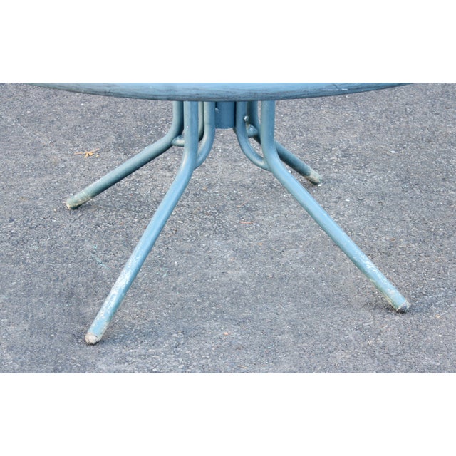Mid Century Modern Round Glass Top Outdoor Patio Table For Sale - Image 10 of 12