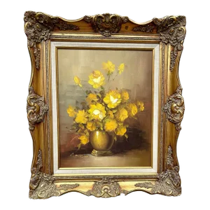 Mid 20th Century Original, Large, Signed, Robert Cox, Floral/Botanical Still Life Bouquet, Oil Painting on Canvas
