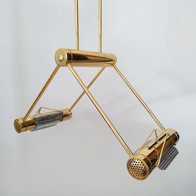 Mid-Century Modern Trapezio Pendant Lamp in Brass by Cattaneo, Italy, 1970s For Sale - Image 3 of 10