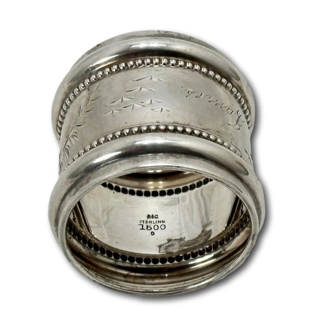 Victorian Large Antique Signed Gorham 1882 Victorian Sterling Silver Napkin Ring Engraved With Name "James" For Sale - Image 3 of 12