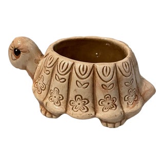 Vintage Hand Crafted Turtle Planter For Sale