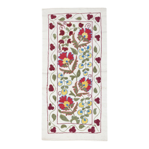 19x37 in Contemporary Embroidered Wall Hanging. Cotton Tablecloth. New Throw