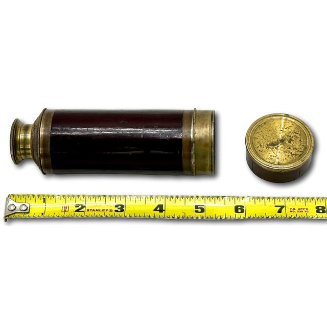 Rare 7 Draw 24 Inch Antique Brass & Rosewood Ships Spyglass - Telescope Circa Late 19th Century For Sale - Image 12 of 12