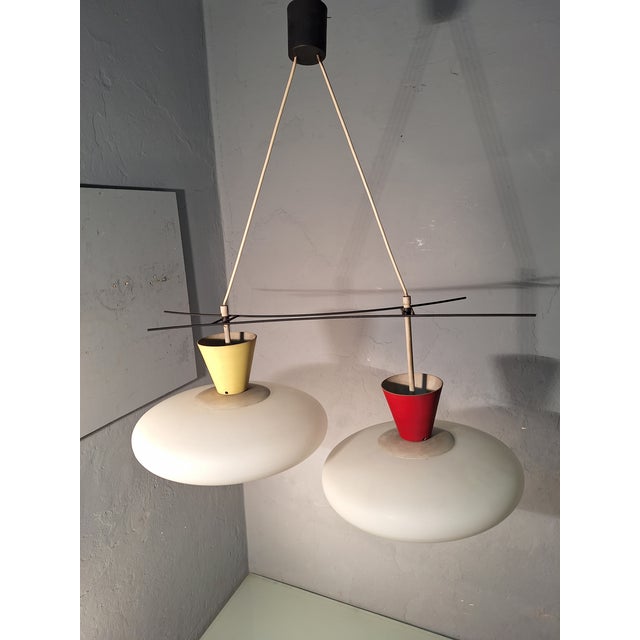 Ceiling Light with Iron Frame from Stilux Milano, 1950s, in Very Good conditions. Designed 1950 to 1959 I have official...