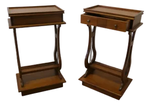 Cherrywood Lyre Ended Side Tables, 1960s, Set of 2