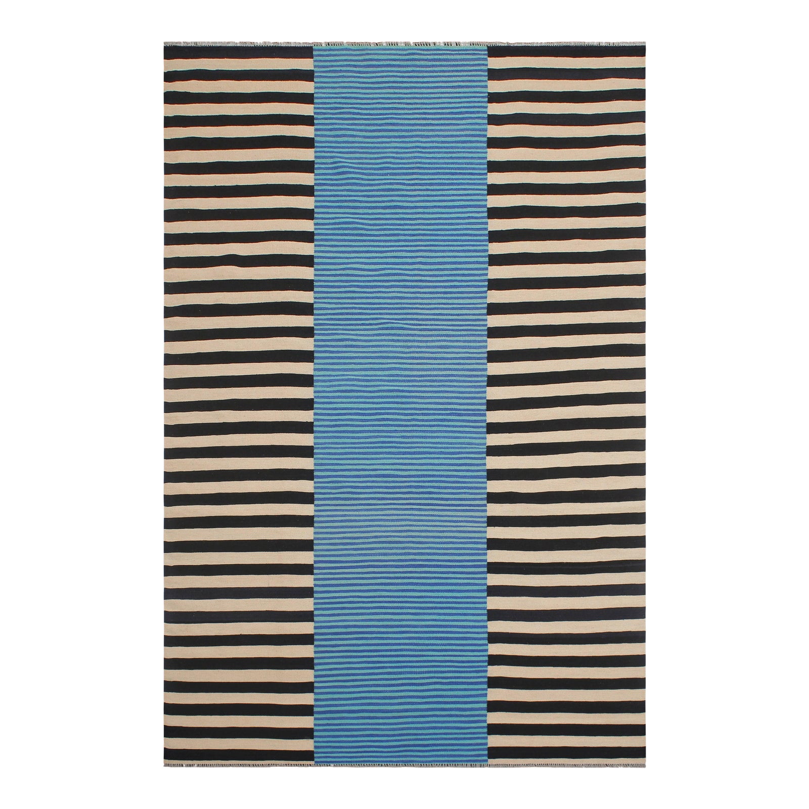 Boho Chic Kilim Blue Beige Wool Rug 6'7" X 9'10" Chairish