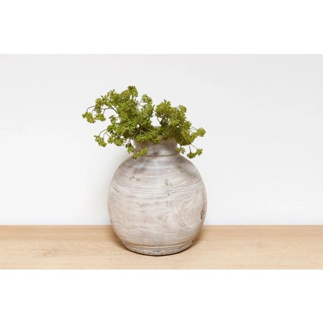 This charming antique carved wood pot was crafted from teak and originally used in Village kitchens in North India to...