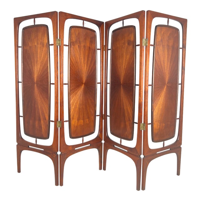 C. 1960s Modernist Danish Teak Four Panel Room Divider / Folding Screen For Sale