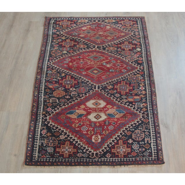 Art Deco Antique Handknotted With Tribal Figures Floor Rug-5' 7'' X 3' 2'' For Sale - Image 3 of 12