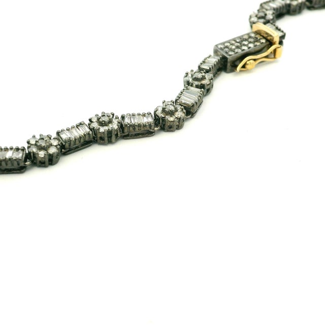 Metal Indian Coral and Diamond Necklace in Oxidized Silver and 14k Gold, C. 1980 For Sale - Image 7 of 11