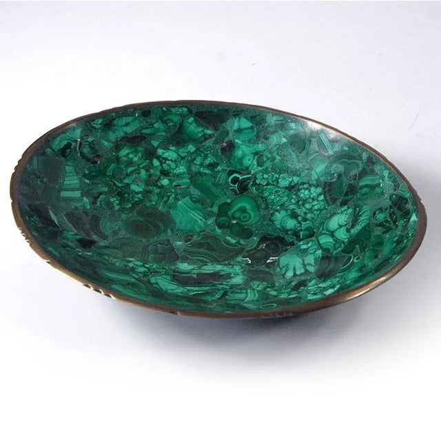 Vintage Malachite and Brass Bowl, 1960s For Sale - Image 4 of 9