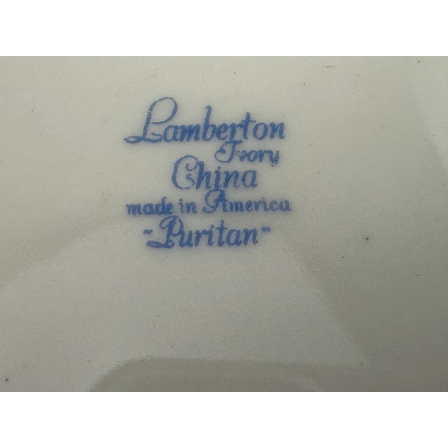 Vintage 1940s Lamberton Blue and Ivory Puritan China Small Plates- Set of 10 For Sale - Image 10 of 10