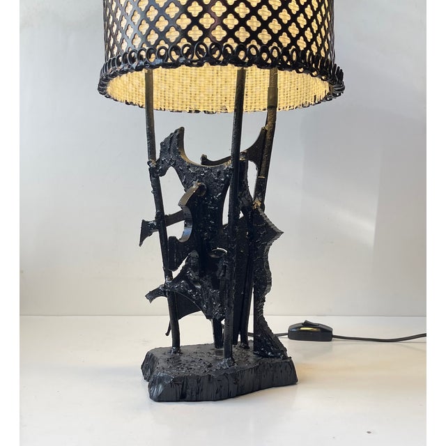 Brutalist Sculptural Brutalist Steel Table Lamp in the style of Harry Balmer, 1970s For Sale - Image 3 of 15
