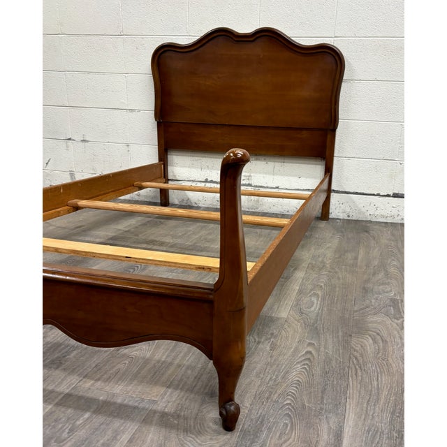 Vintage Twin Size French Provincial Country French Style Walnut Bedframe For Sale In Kansas City - Image 6 of 11