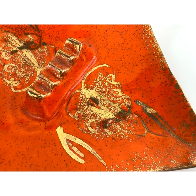 Mid 20th Century Japanese Orange Glaze Ceramic Catchall For Sale In Little Rock - Image 6 of 9