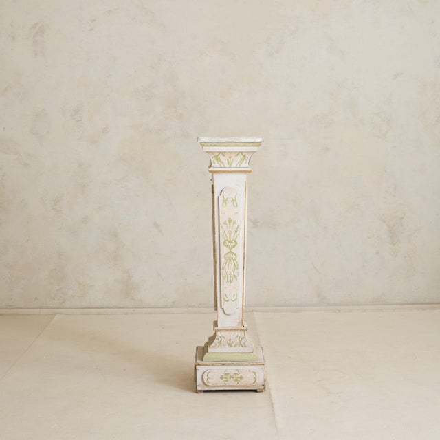 Art Nouveau French Art Nouveau Hand-Painted Wood Pedestal, 1960s For Sale - Image 3 of 10