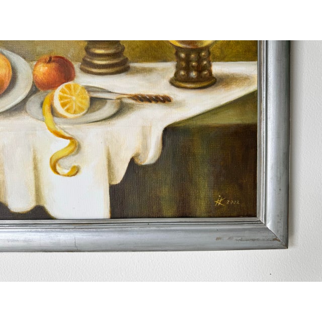 Vintage Still Life Oil on Canvas Painting by Irena Kozlowska For Sale In Miami - Image 6 of 12