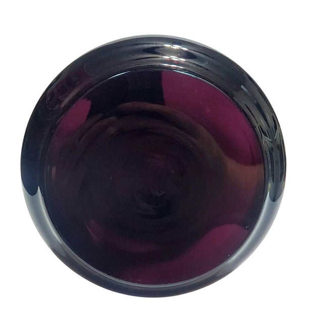 Purple Hand Painted Purple Glass Vase Gilt Gold Regency Style Courting Couple Hearth Mantel Left Facing For Sale - Image 8 of 9