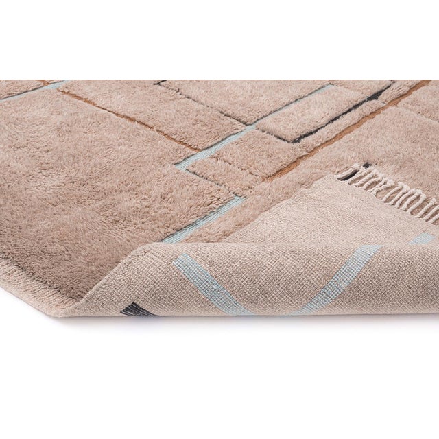 Abstract Architectural Line Hand-Knotted Wool Rug | 10'11" X 7'2" | One of a Kind For Sale - Image 6 of 8