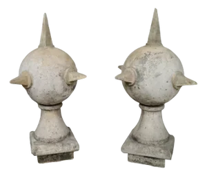 Vintage Stone Pier Caps, Set of 2