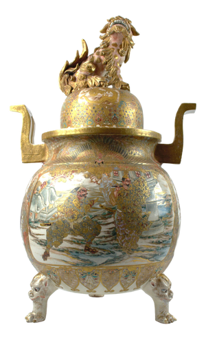 Large Japanese Meiji Porcelain Satsuma Vase