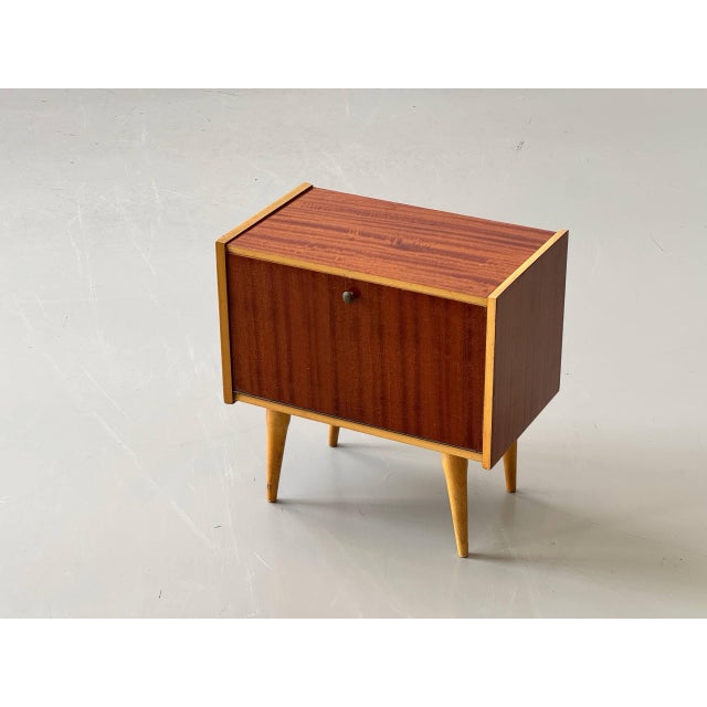 Mid-Century Modern Bedside Table with Drop-Down Door, 1950s For Sale - Image 9 of 17