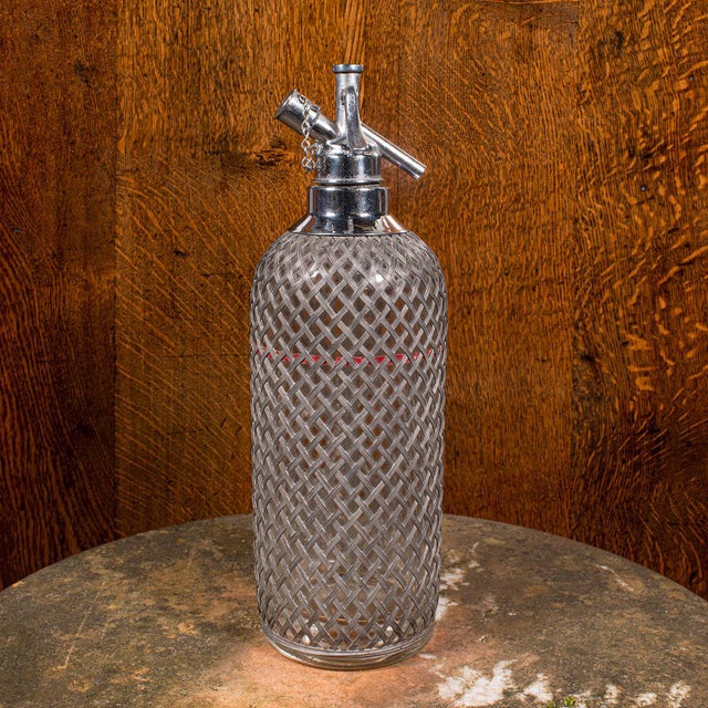 1950s Vintage Soda Syphon, English, Glass, Cocktail Bar Drinks Bottle, Mid Century For Sale - Image 5 of 12