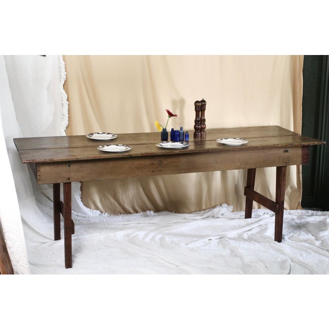 Farmhouse Antique Farmhouse Dining or Harvest Table For Sale - Image 3 of 14