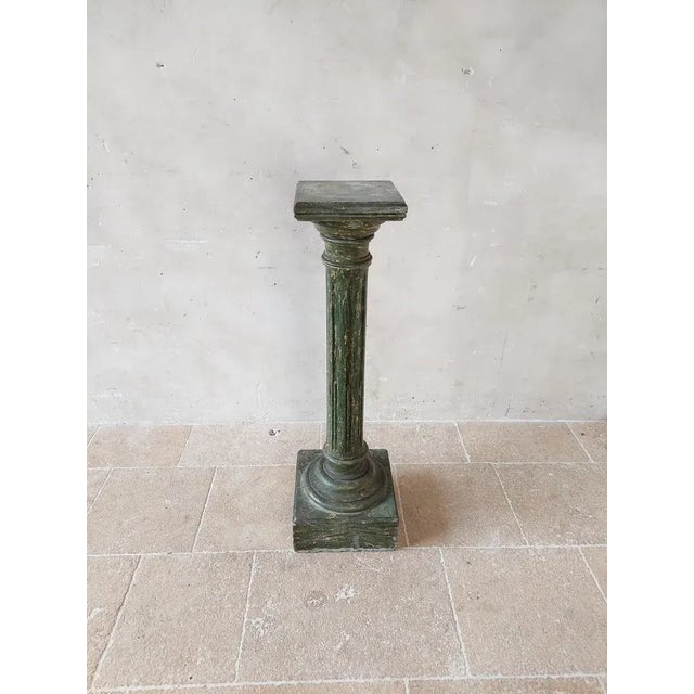 Italian Scaglioga Pedestal in Green Faux Marble For Sale - Image 3 of 12