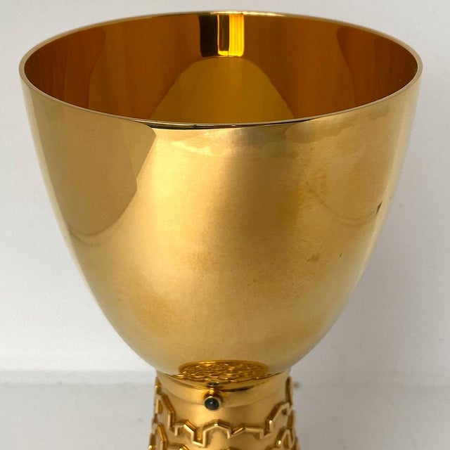 Contemporary Vintage German Bernd Cassau Paderborn Gilt Sterling Silver Chalice For Sale - Image 3 of 12